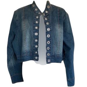 ASHLEY STEWART Jean Jacket, Stonewashed Blue Denim, Grommeted.  14